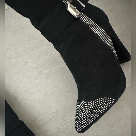 Black and Rhinestone thigh high boots - Picture 2 of 4
